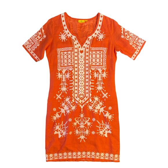Roberta Roller Rabbit Dresses & Skirts - Roberta Roller Rabbit Dress 100% Linen Embroidered Short Sleeve Orange Size XS